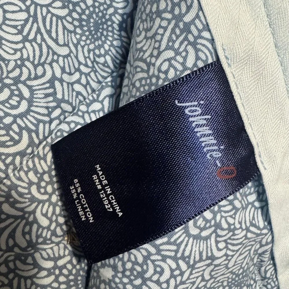 johnnie-O Shorts Mens 34 Light Blue Haze Cotton Linen Blend‎ Chino NWT Casual